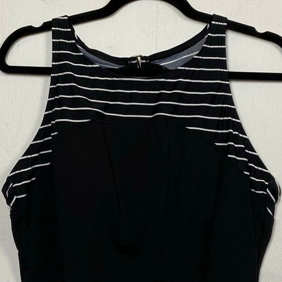Speedo Women's Endurance+ Black Stripe High Neck One Piece Swimsuit Size 14 - Picture 2 of 10